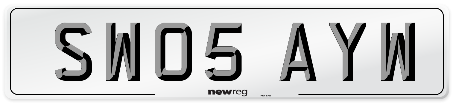 SW05 AYW Number Plate from New Reg